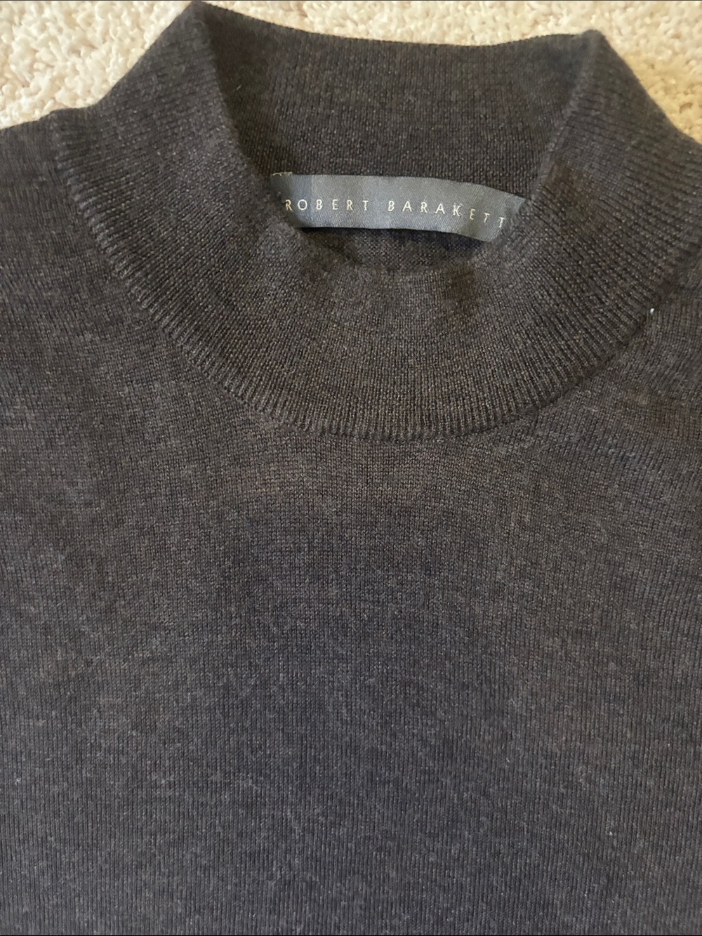 Robert Barakett Men's Charcoal Gray/Brown Mock Neck Sweater